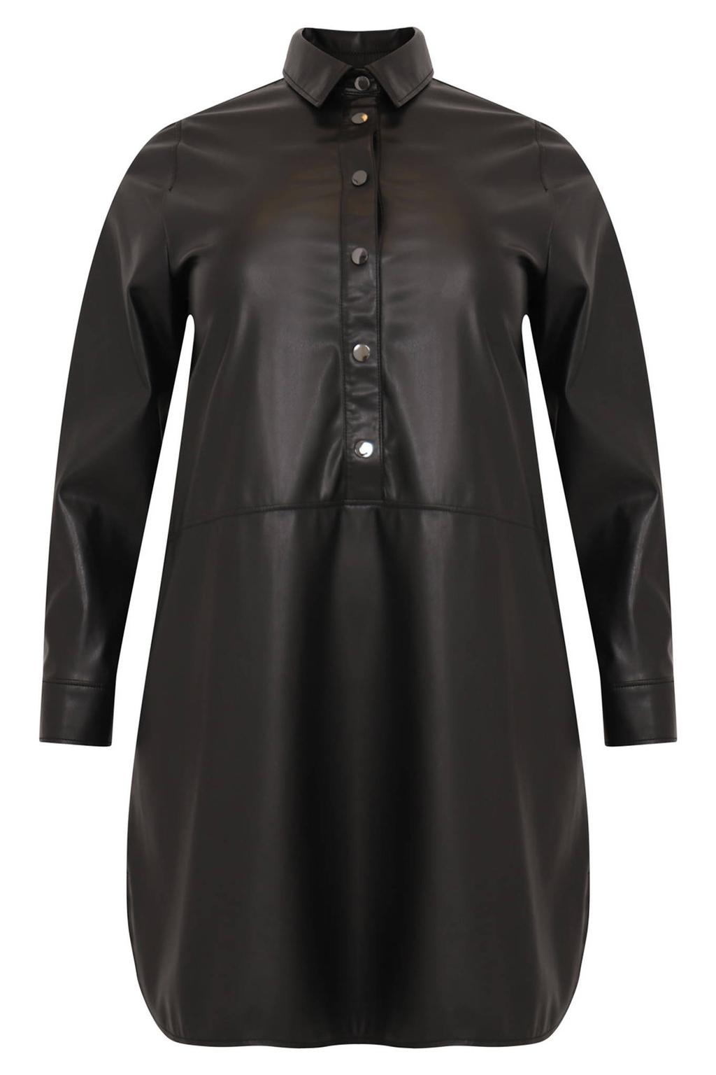YOEK imitatieleren jurk FAUX LEATHER zwart