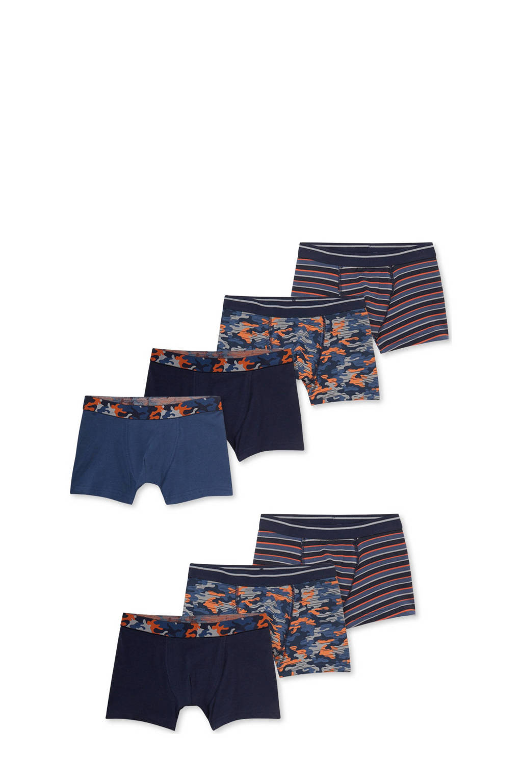 C&A   boxershort - set van 7 blauw/oranje, Donkerblauw