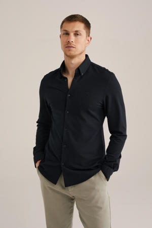 slim fit overhemd met stretch zwart