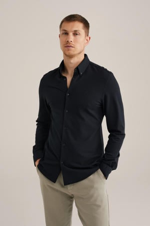 slim fit overhemd met stretch zwart