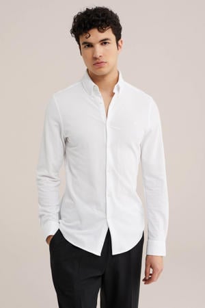 slim fit overhemd met stretch wit