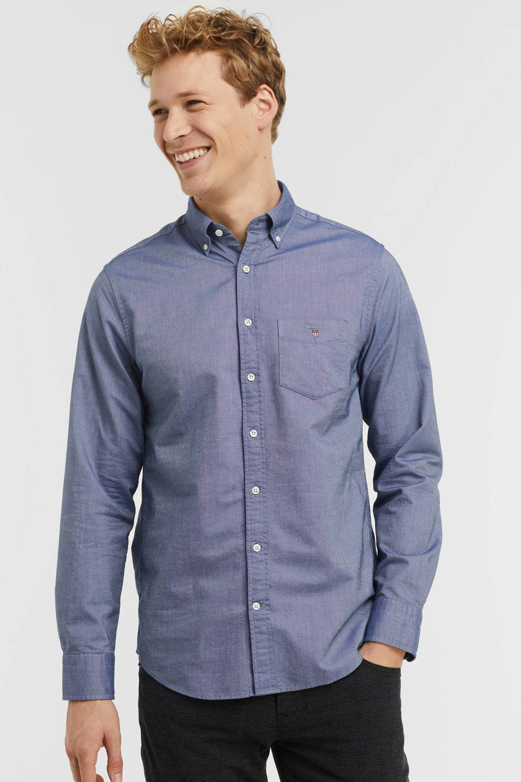 GANT regular fit overhemd persian blue wehkamp