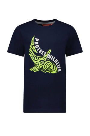 T-shirt met printopdruk donkerblauw/groen