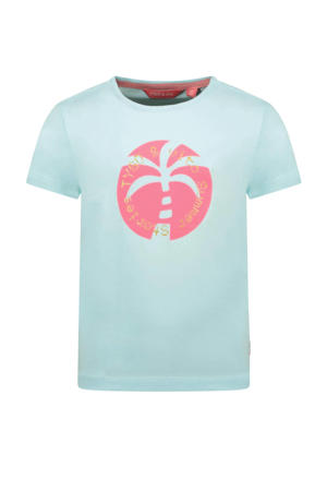 T-shirt met printopdruk mintgroen/roze