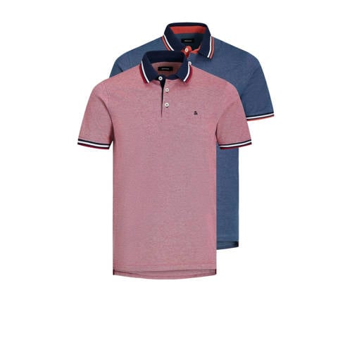 JACK & JONES ESSENTIALS regular polo rood / blauw - (set van 2) afbeelding