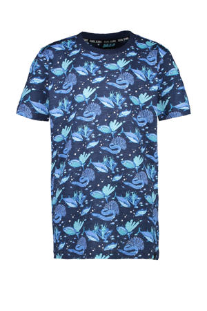 T-shirt Shanes met all over print blauw