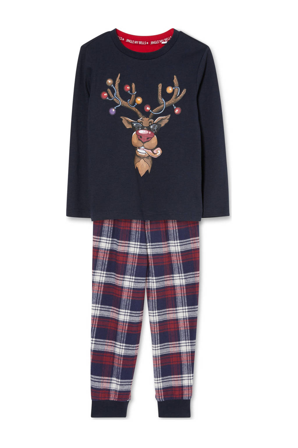 C&A geruite pyjama zwart/rood/wit, Zwart/rood/wit