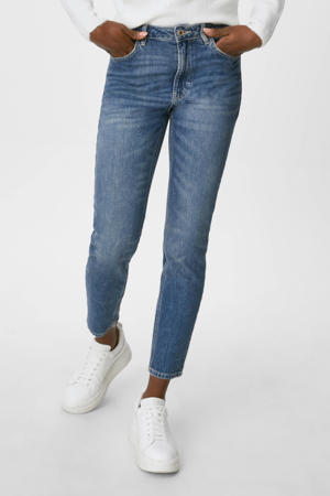 cropped tapered fit jeans met biologisch katoen blauw