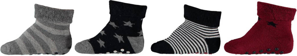Apollo sokken - set van 4 multi, Grijs/rood/zwart