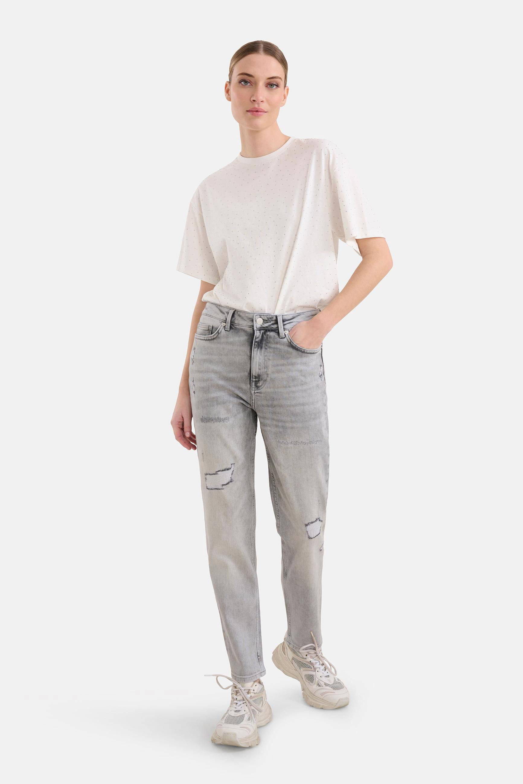 Shoeby cropped mom fit jeans Nora lightgrey | wehkamp