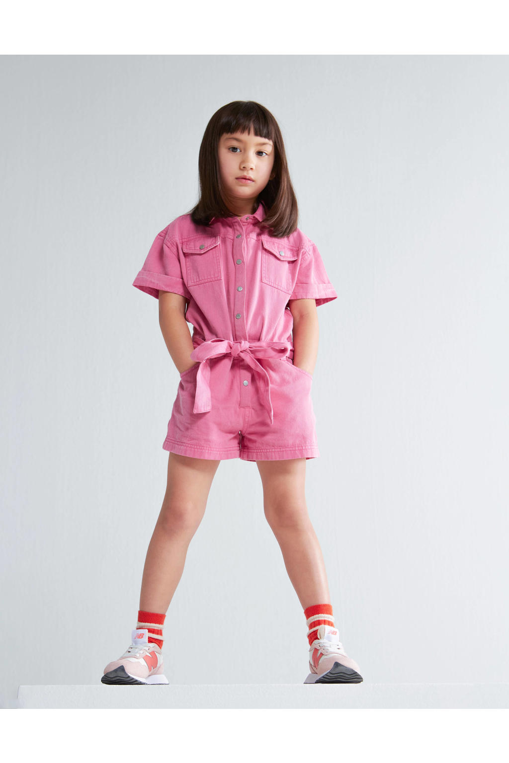 Shoeby jumpsuit Denim pink roze wehkamp