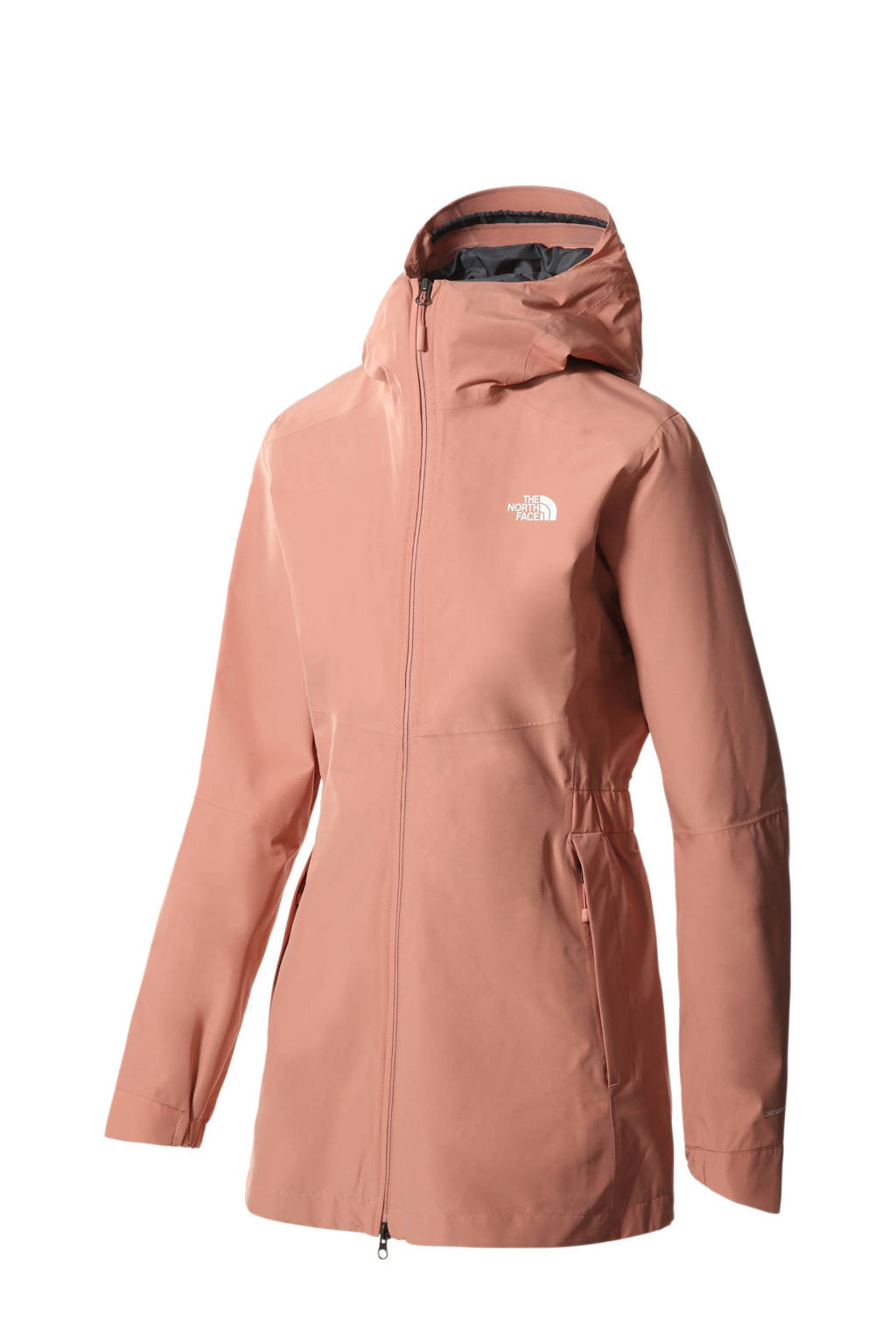 Roze dames The North Face outdoor jas Hikesteller van polyester met logo dessin, lange mouwen, capuchon en 2-way rits