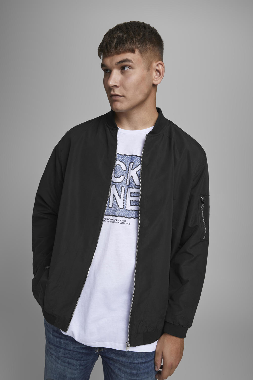 JACK & JONES PLUS SIZE bomberjack JJERUSH Plus Size black wehkamp