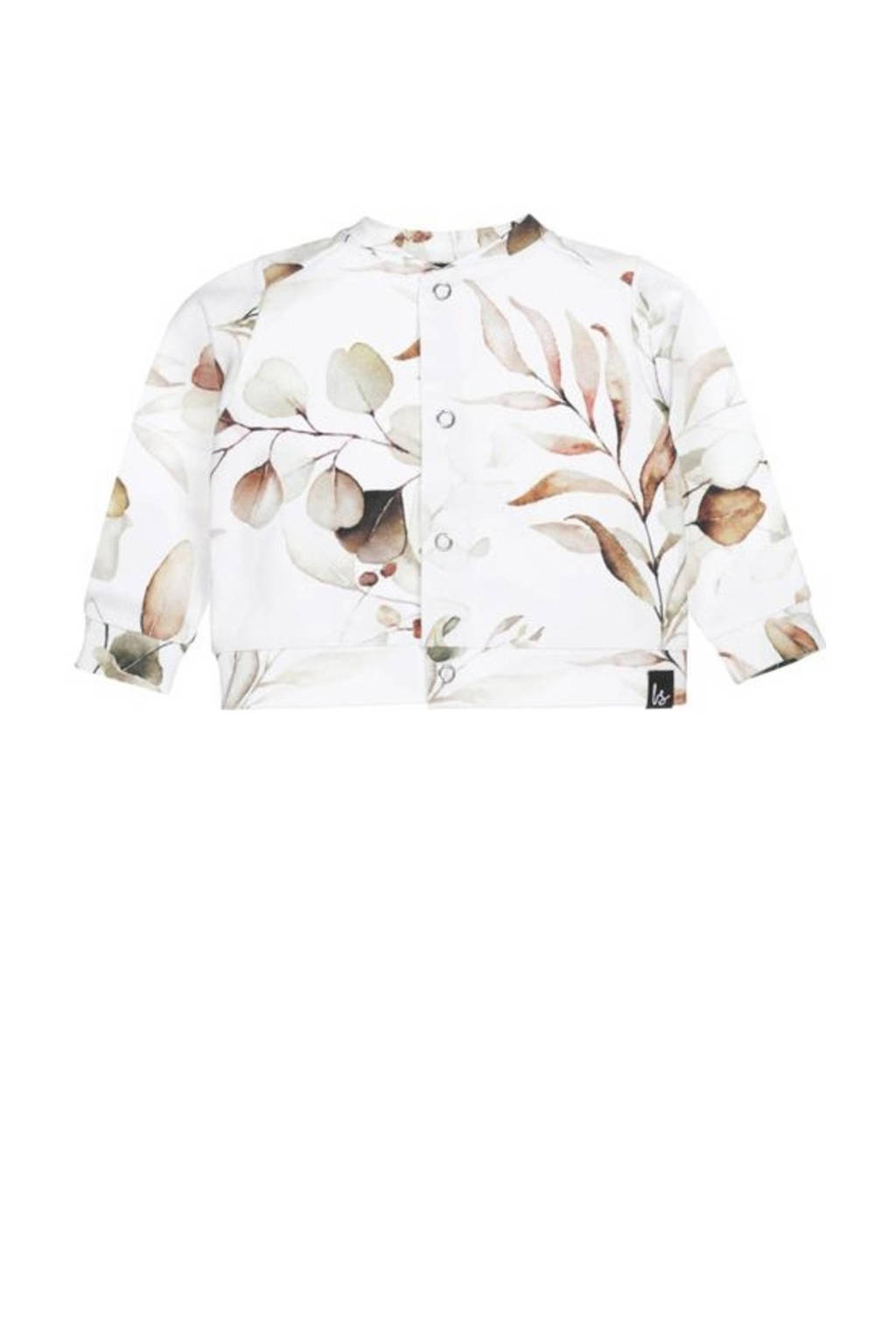 Babystyling baby jasje met all over print off white/bruin