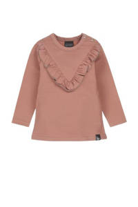 Babystyling longsleeve met ruches oudroze