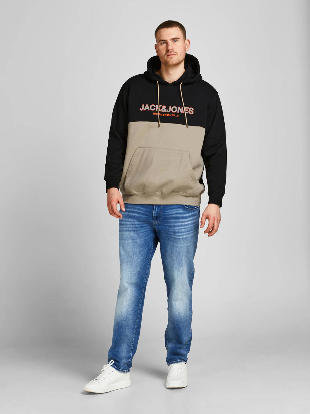 JACK & JONES PLUS SIZE hoodie JJEURBAN Plus Size met logo crockery