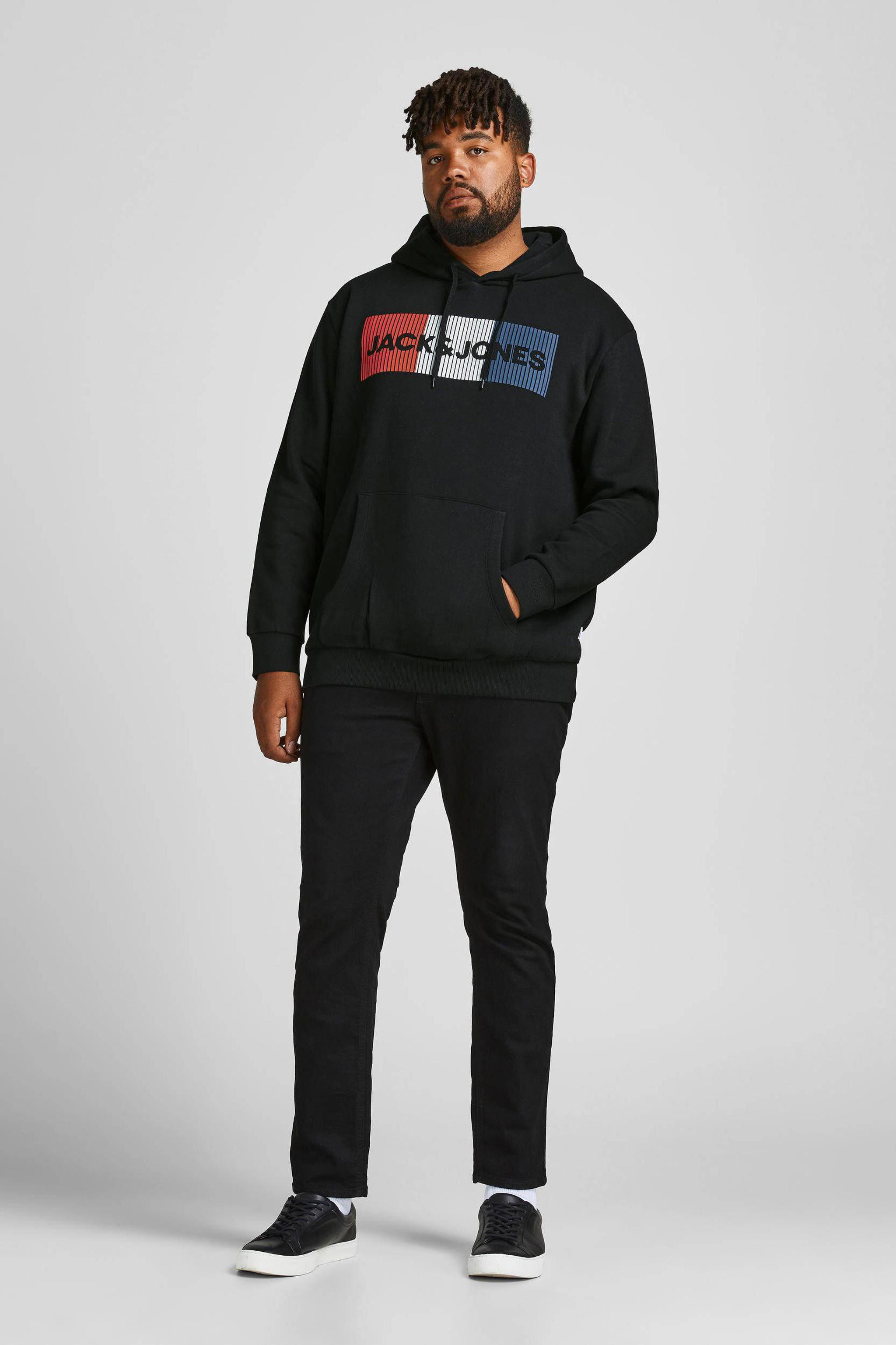 JACK & JONES PLUS SIZE hoodie JJECORP Plus Size met logo black wehkamp