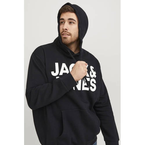 JACK & JONES PLUS SIZE hoodie JJECORP Plus Size met logo zwart afbeelding