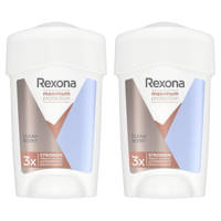Rexona Women Maximum Protection Clean Scent Anti-transpirant Stick - 2 x 45 ml - Voordeelverpakking