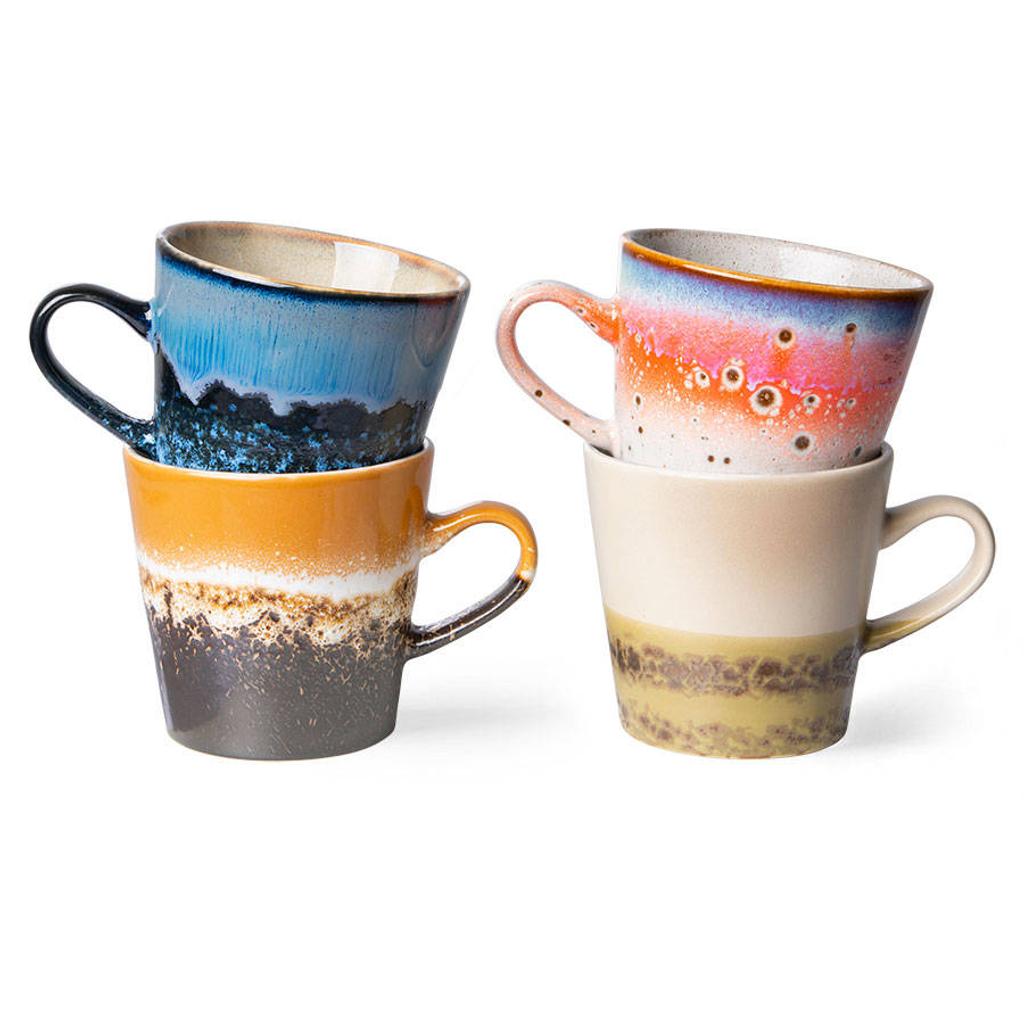 HKLIVING americanokopje 70s (Ø8,5 cm) (260 ml) (set van 4)
