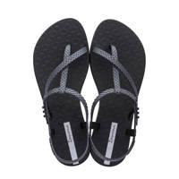 Zwart en grijze dames Ipanema Class Wish sandalen van duurzaam gerecycled materiaal met drukknoop en printopdruk