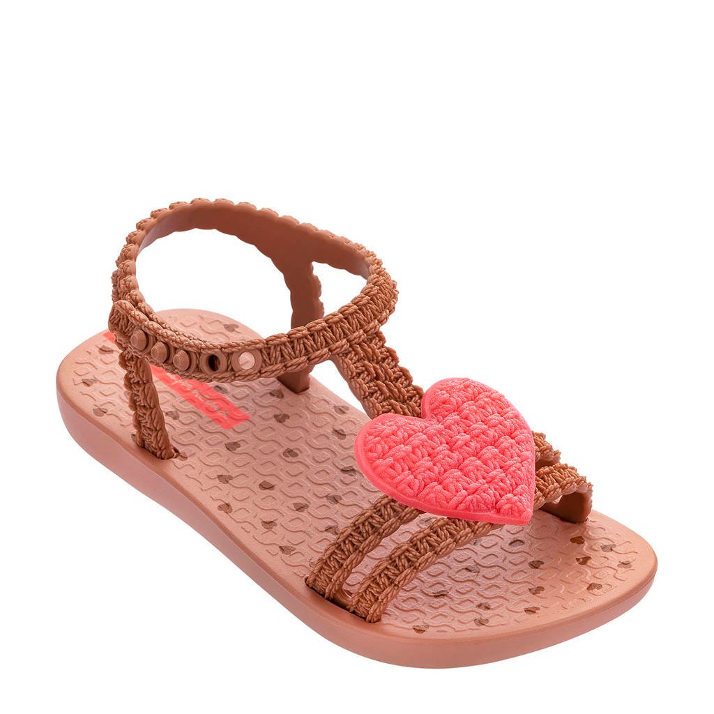 Beige en roze meisjes Ipanema My First Ipanema sandalen van rubber met drukknoop
