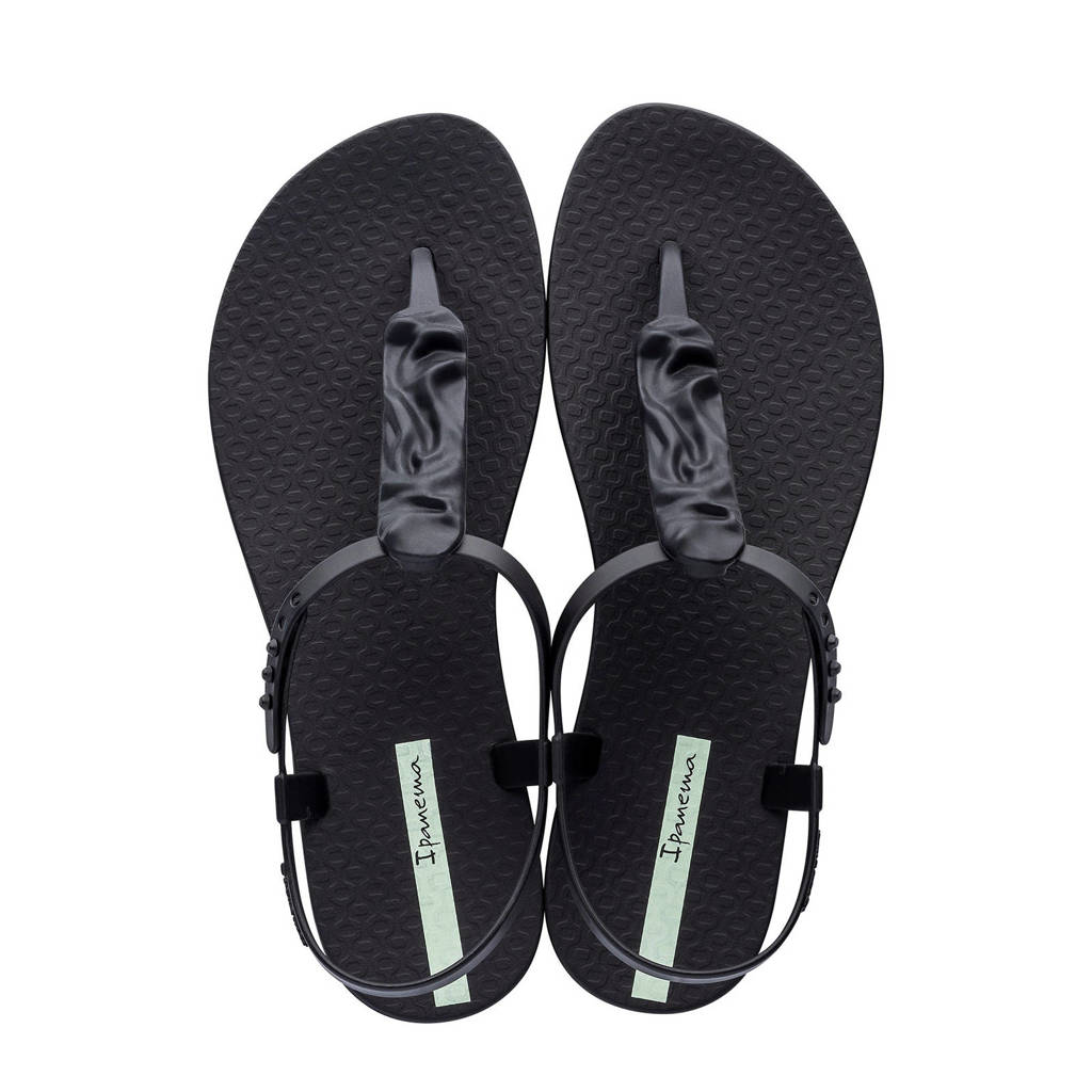 Zwarte dames Ipanema Class Shape sandalen van duurzaam gerecycled materiaal met drukknoop