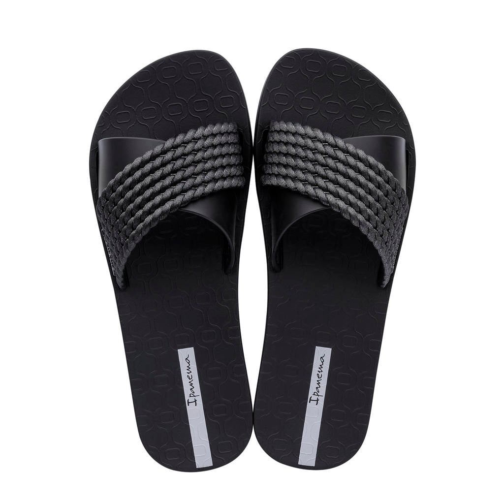 Zwarte dames Ipanema Street slippers van rubber