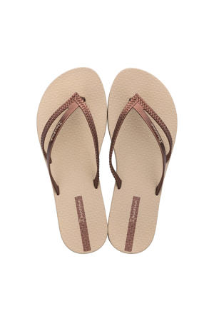 Bossa teenslippers beige/koper