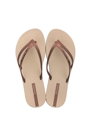 Bossa teenslippers beige/koper