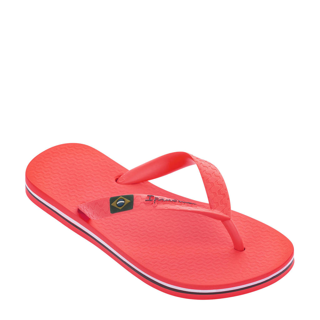 Koraalrode jongens en meisjes Ipanema Classic Brasil teenslippers van rubber