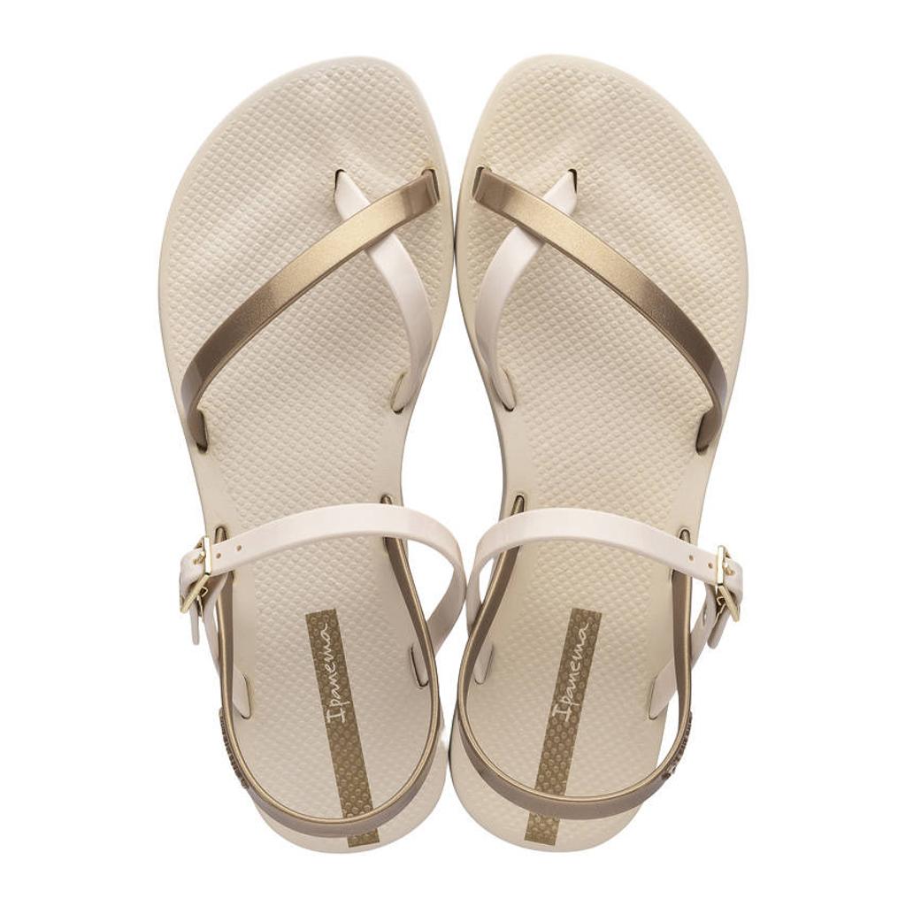 Beige en gouden dames Ipanema sandalen van rubber met gesp