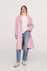 Mango coat met textuur roze, Roze