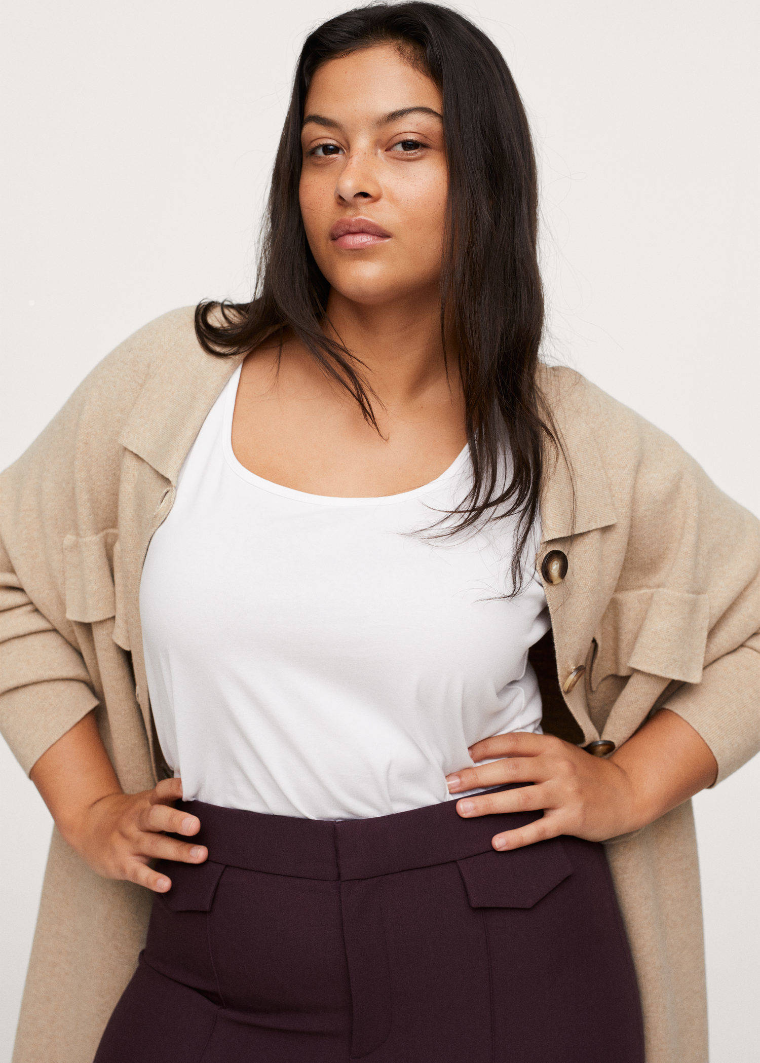 Mango Plus Size high waist straight fit pantalon aubergine | wehkamp