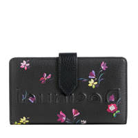 Desigual pasjeshouder met all-over bloemenprint zwart, Zwart/geel/lila/roze