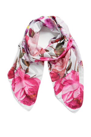 sjaal met bloemenprint roze