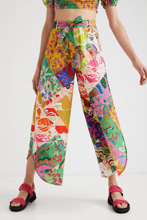 cropped high waist loose fit culotte met all over print multi