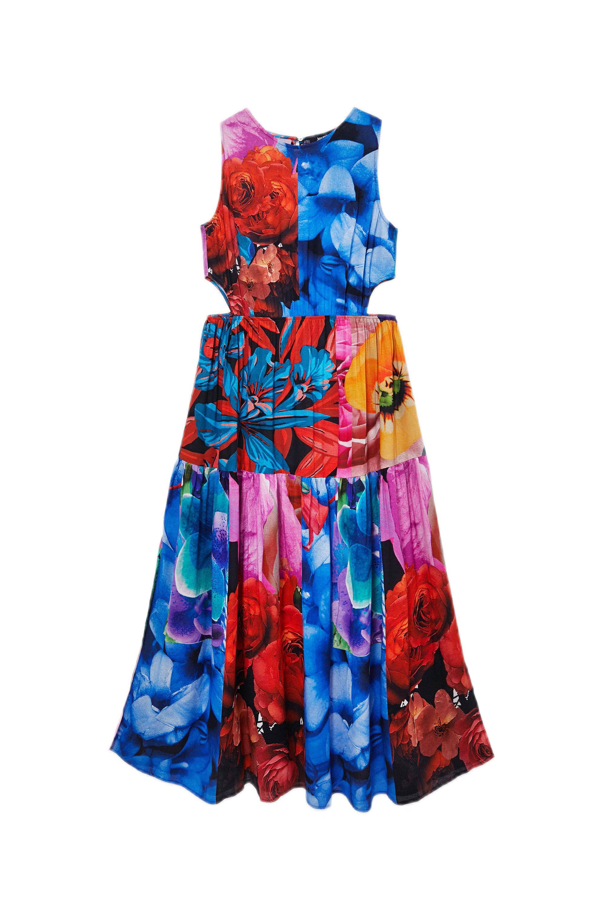 Desigual gebloemde maxi jurk rood/blauw/roze online kopen