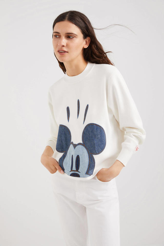 Universiteit Verborgen landheer Desigual Mickey Mouse trui met printopdruk ecru/blauw | wehkamp