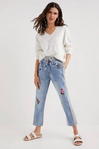 Desigual wide leg jeans met borduursels light denim