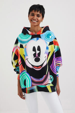 Mickey Mouse hoodie met all over print zwart/wit/blauw/paars/oranje/rood