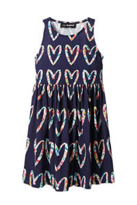Desigual A-lijn jurk met all over print en plooien donkerblauw/multicolor