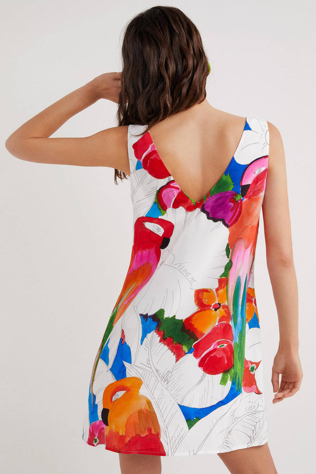 Desigual jurk met all over print wit/rood/blauw