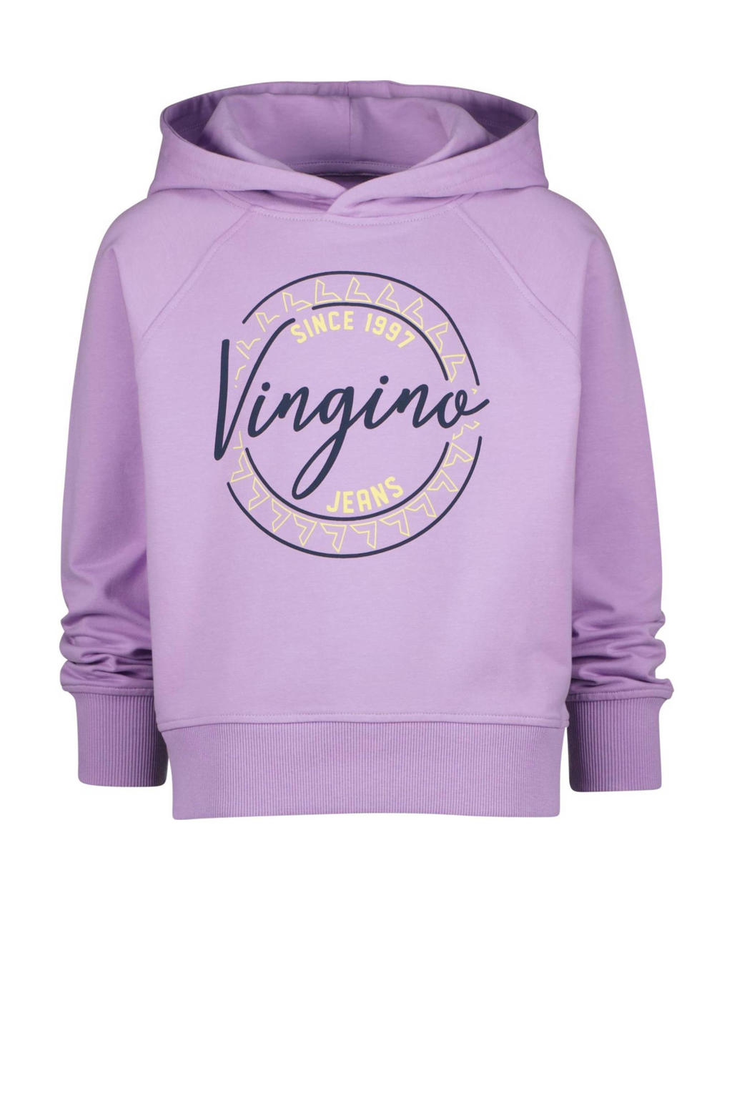 Paarse meisjes Vingino hoodie Naomi van sweat materiaal met logo dessin, lange mouwen en capuchon