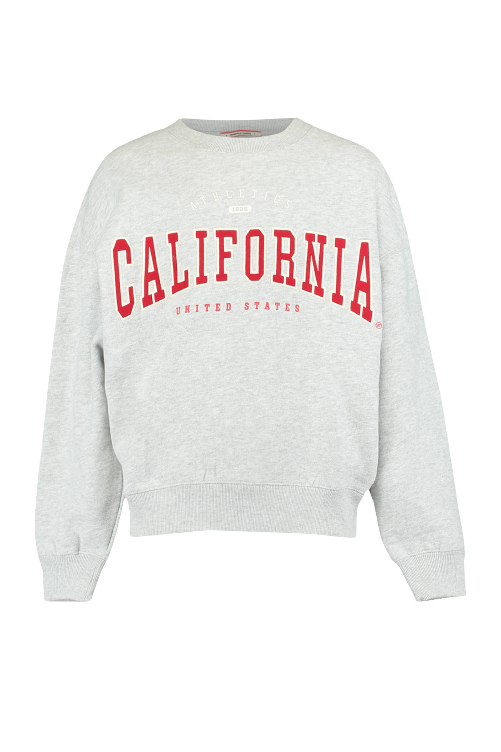America Today Junior sweater Sue Jr met tekst grijs melange/rood online kopen