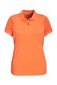Oranje dames Sjeng Sports Plus Size sportpolo Igone van polyester met korte mouwen en strikkraag