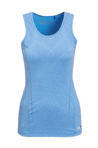 Blauwe dames Sjeng Sports sporttop Celina van polyester met printopdruk en V-hals