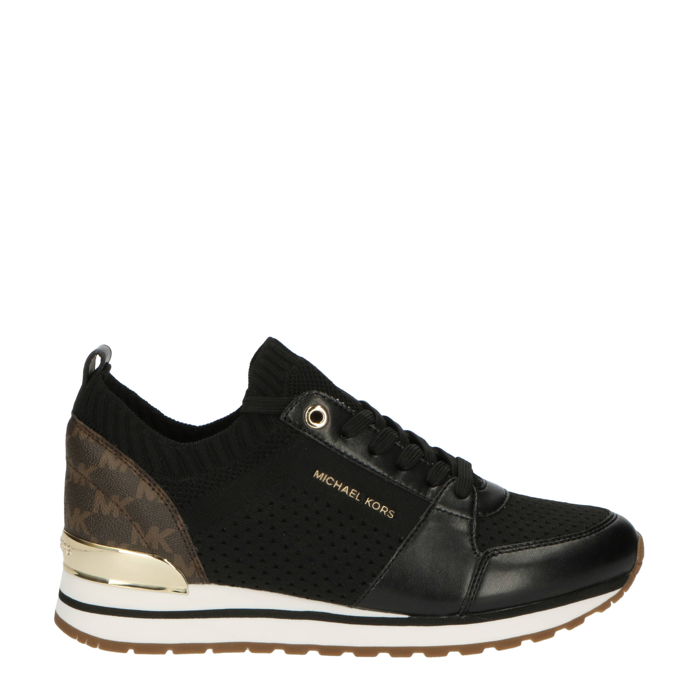 Michael Kors Billie Knit Trainer leren sneakers zwart | wehkamp