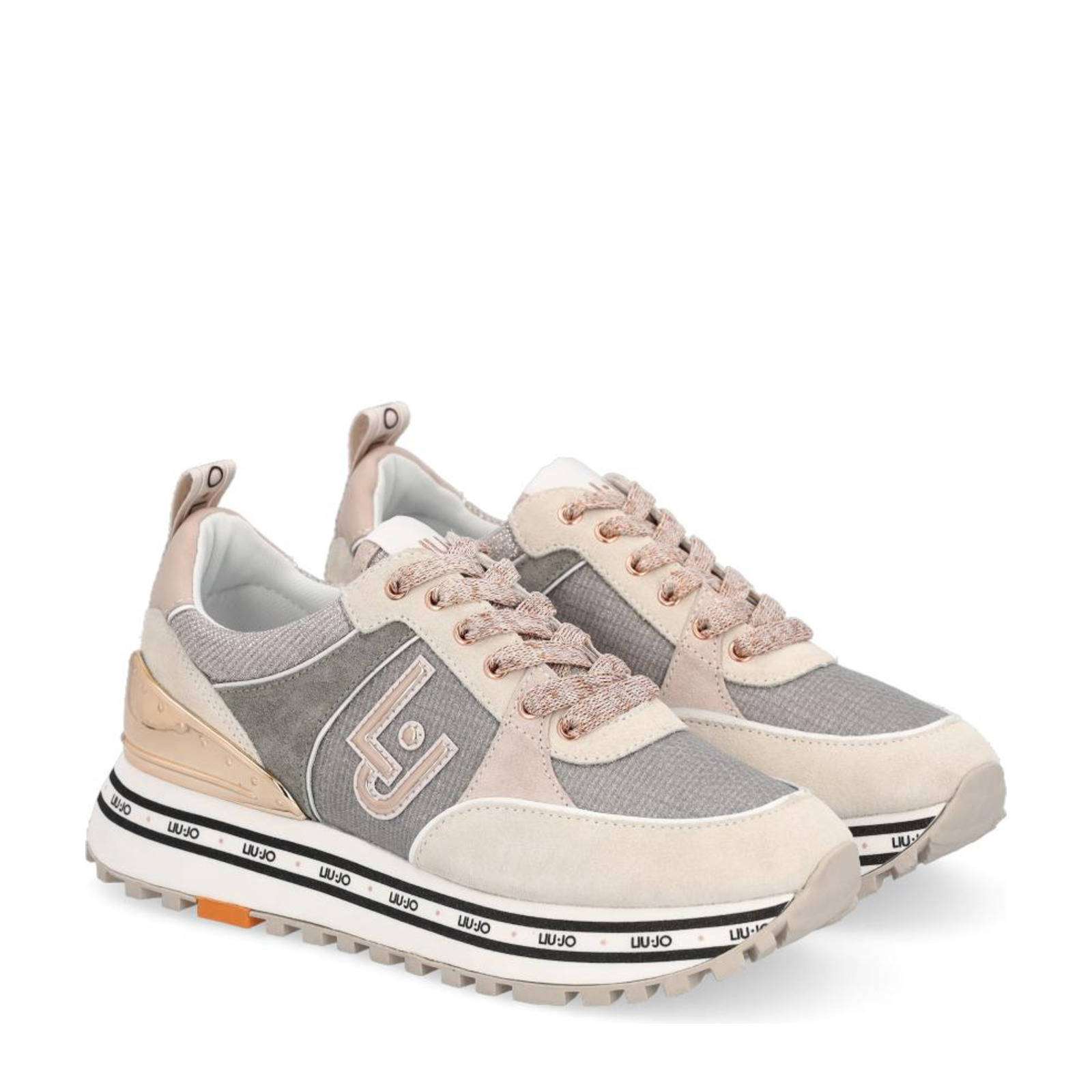 Liu Jo leren sneakers beige/grijs | wehkamp
