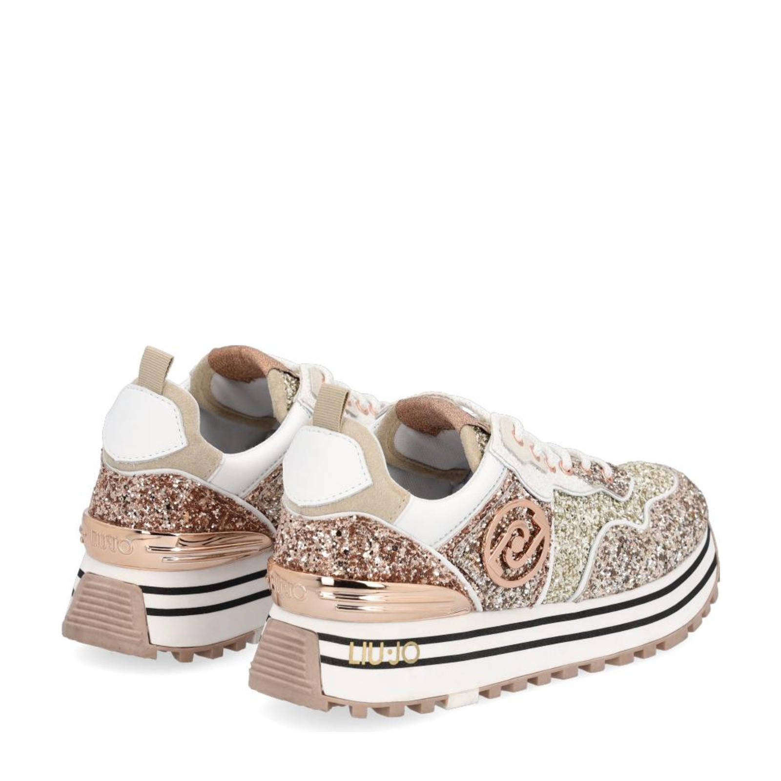 Multi-color sneaker afgewerkt met zilverkleurige glitter partijen Maxi  Wonder 1 Liu Jo